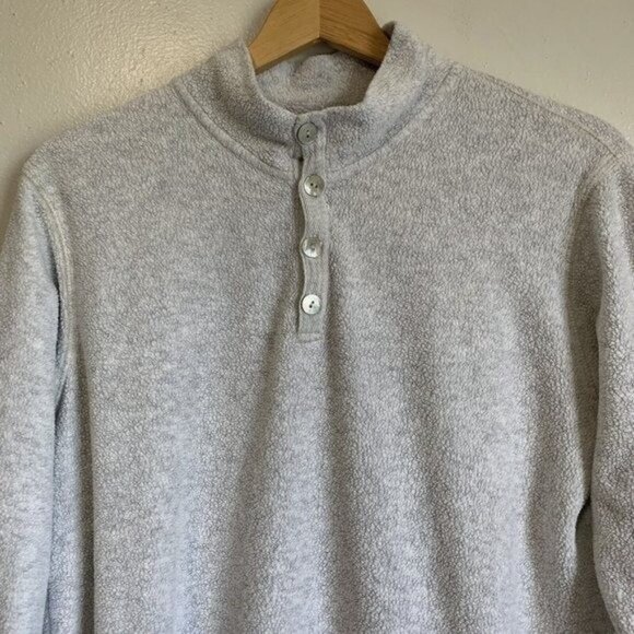 Soft Surroundings Women’s Small Petite Cozy Sweater Gray Henley Button Mock Neck - Picture 4 of 7